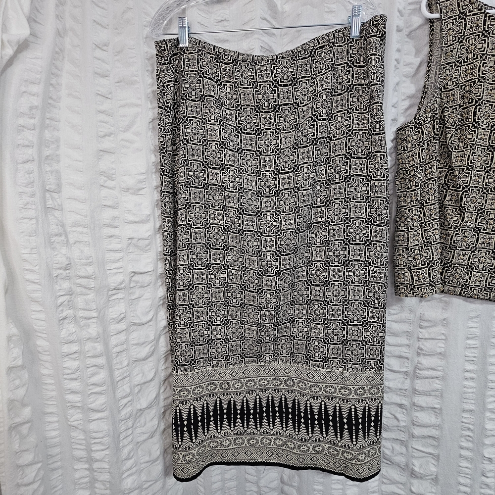 Liz Claiborne 100% Silk Matching Set Beaded Tank and Top Maxi Faux Wrap Skirt - Picture 9 of 16